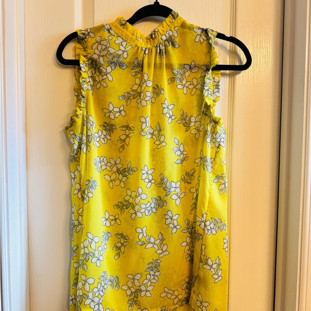 Floral Yellow Sleeveless Blouse